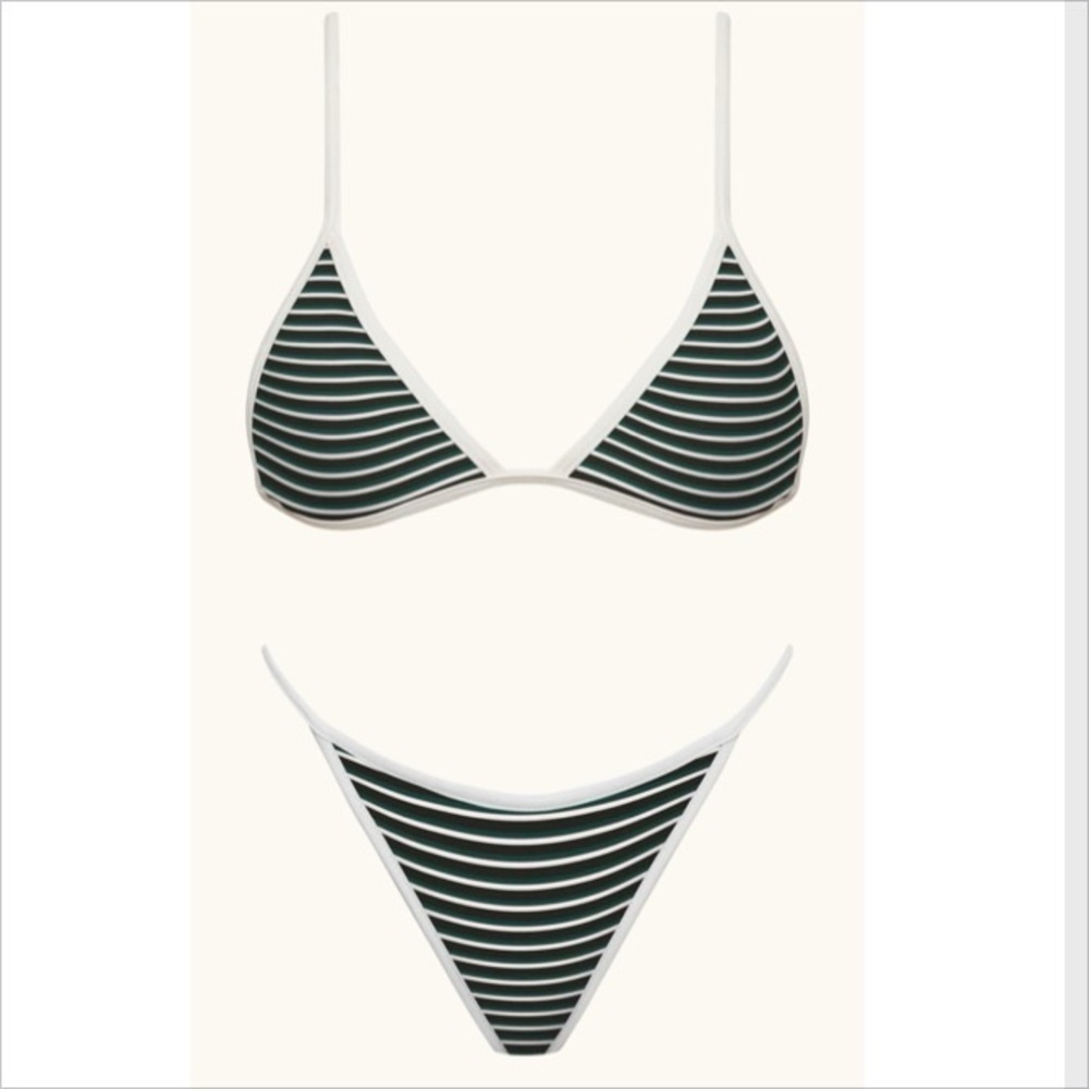 ACACIA Set - Piped Baja Triangle Bikini Top & Relle Cheeky Bottom in Riggs - L